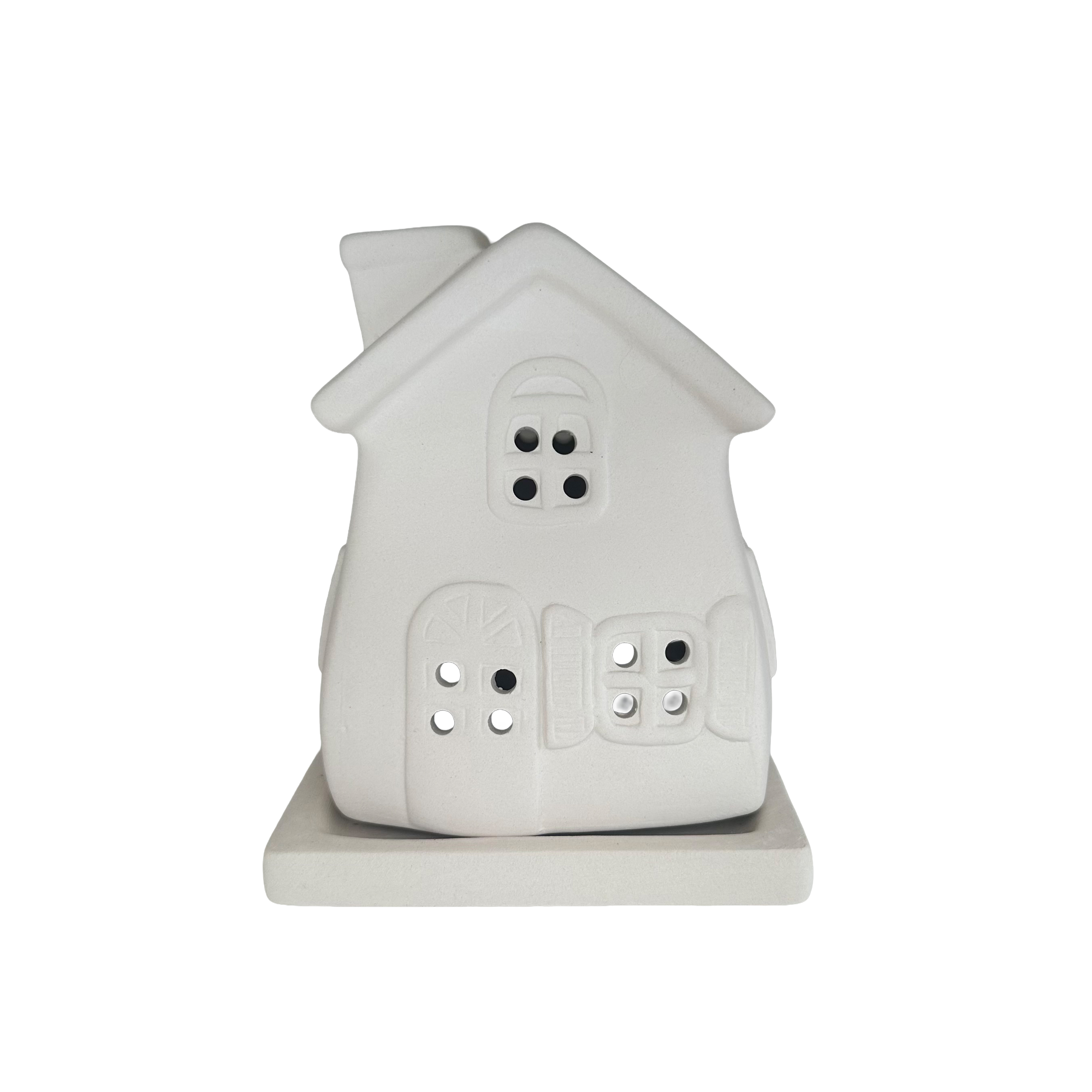 Ceramic house lantern ready to paint for kids