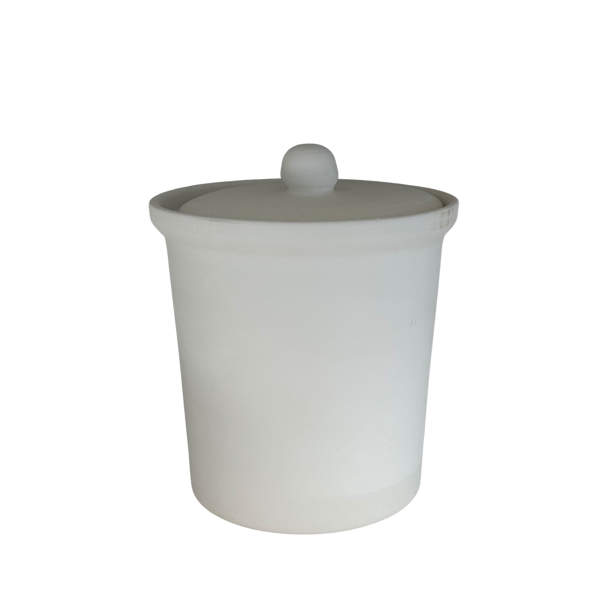 Pote grande com tampa em cerâmica pronto para pintar