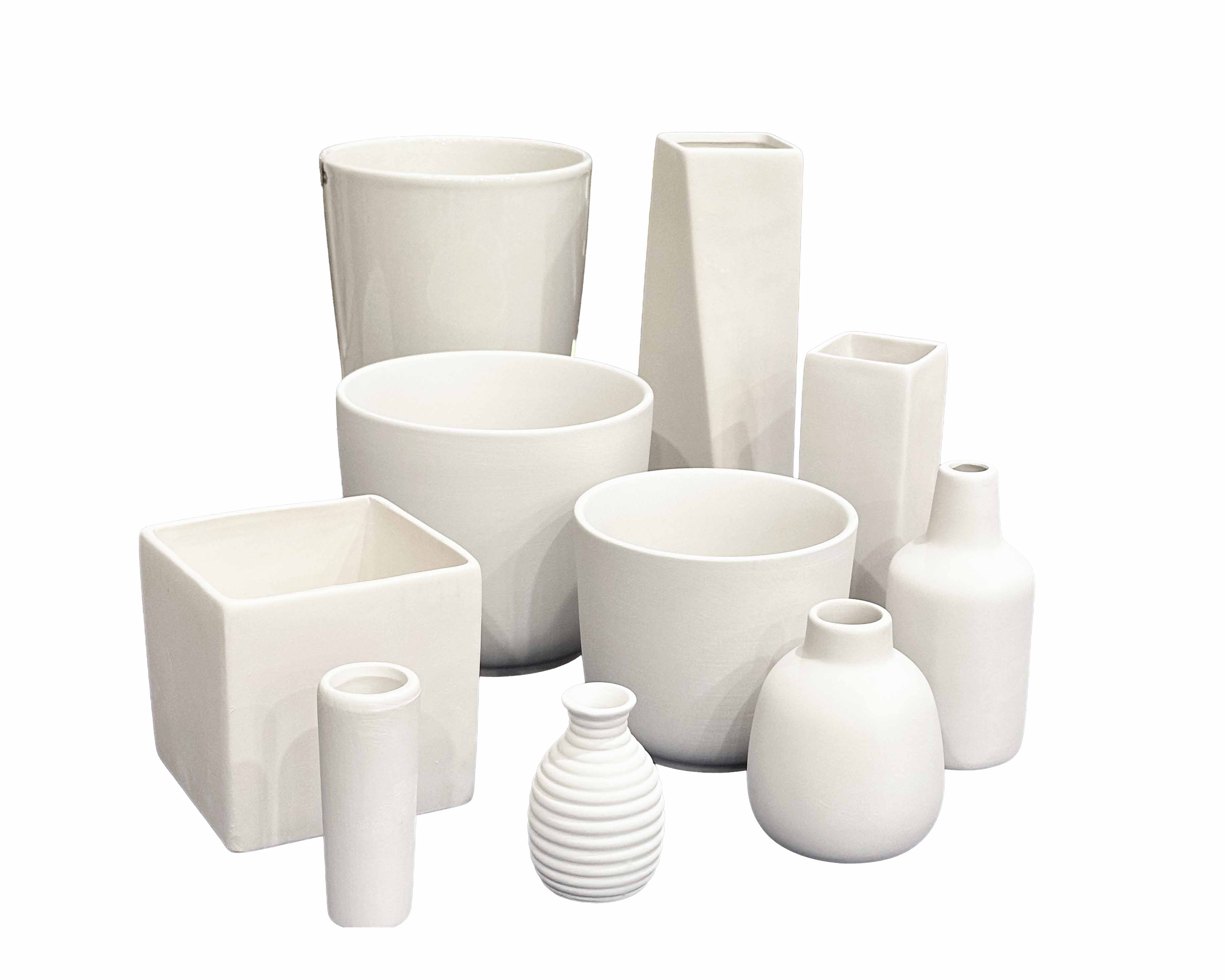 Jarras de cerâmica bisque prontas para pintar